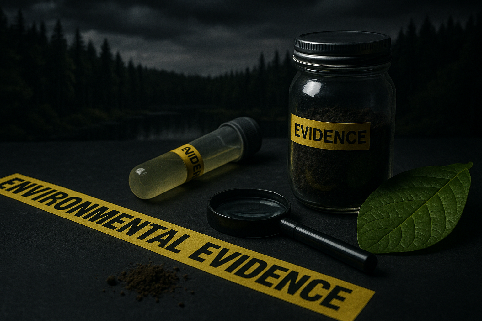 Evidências e análises em contexto de perícia ambiental.
